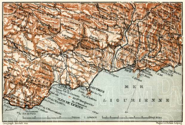 French Riviera from Fréjus to Menton, 1913. Use the zooming tool to explore in higher level of detail. Obtain as a quality print or high resolution image