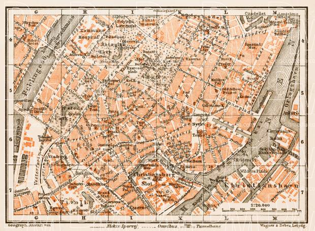 Copenhagen (Kjöbenhavn, København) central part map, 1931. Use the zooming tool to explore in higher level of detail. Obtain as a quality print or high resolution image