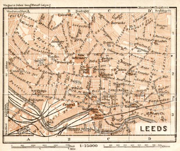 Leeds city map, 1906. Use the zooming tool to explore in higher level of detail. Obtain as a quality print or high resolution image