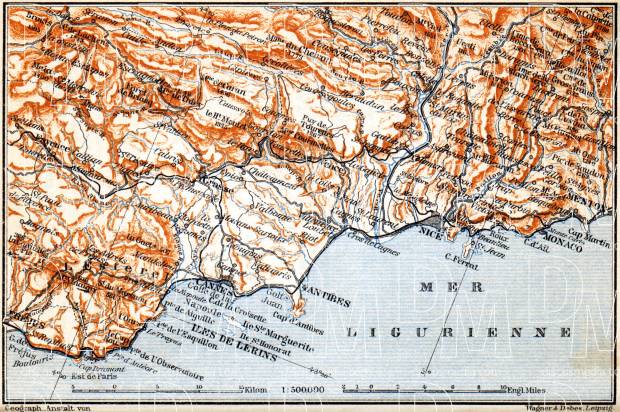 French Riviera from Fréjus to Menton, 1900. Use the zooming tool to explore in higher level of detail. Obtain as a quality print or high resolution image