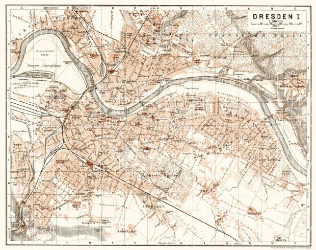 Dresden city map, 1906. Use the zooming tool to explore in higher level of detail. Obtain as a quality print or high resolution image