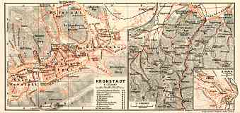 Brašov (Kronstadt), city map. Sinaia, city map. Brašov environs map, 1913