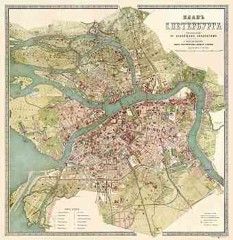 Saint Petersburg (Санктъ-Петербургъ, Sankt-Peterburg) city map, 1895