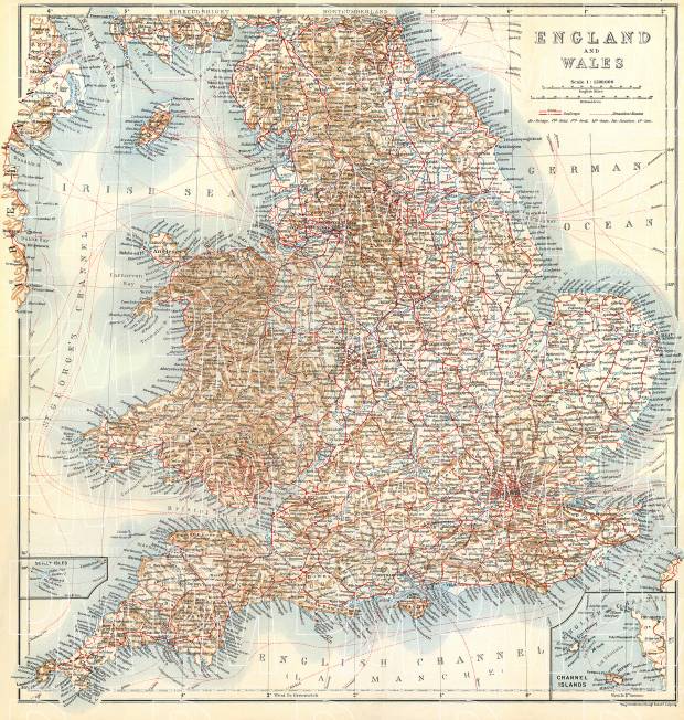 England and Wales map, 1909. Use the zooming tool to explore in higher level of detail. Obtain as a quality print or high resolution image