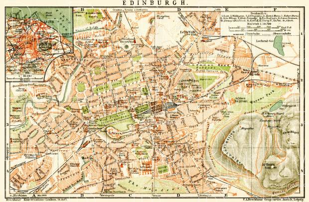 Edinburgh city map, 1899. Environs of Edinburgh. Use the zooming tool to explore in higher level of detail. Obtain as a quality print or high resolution image