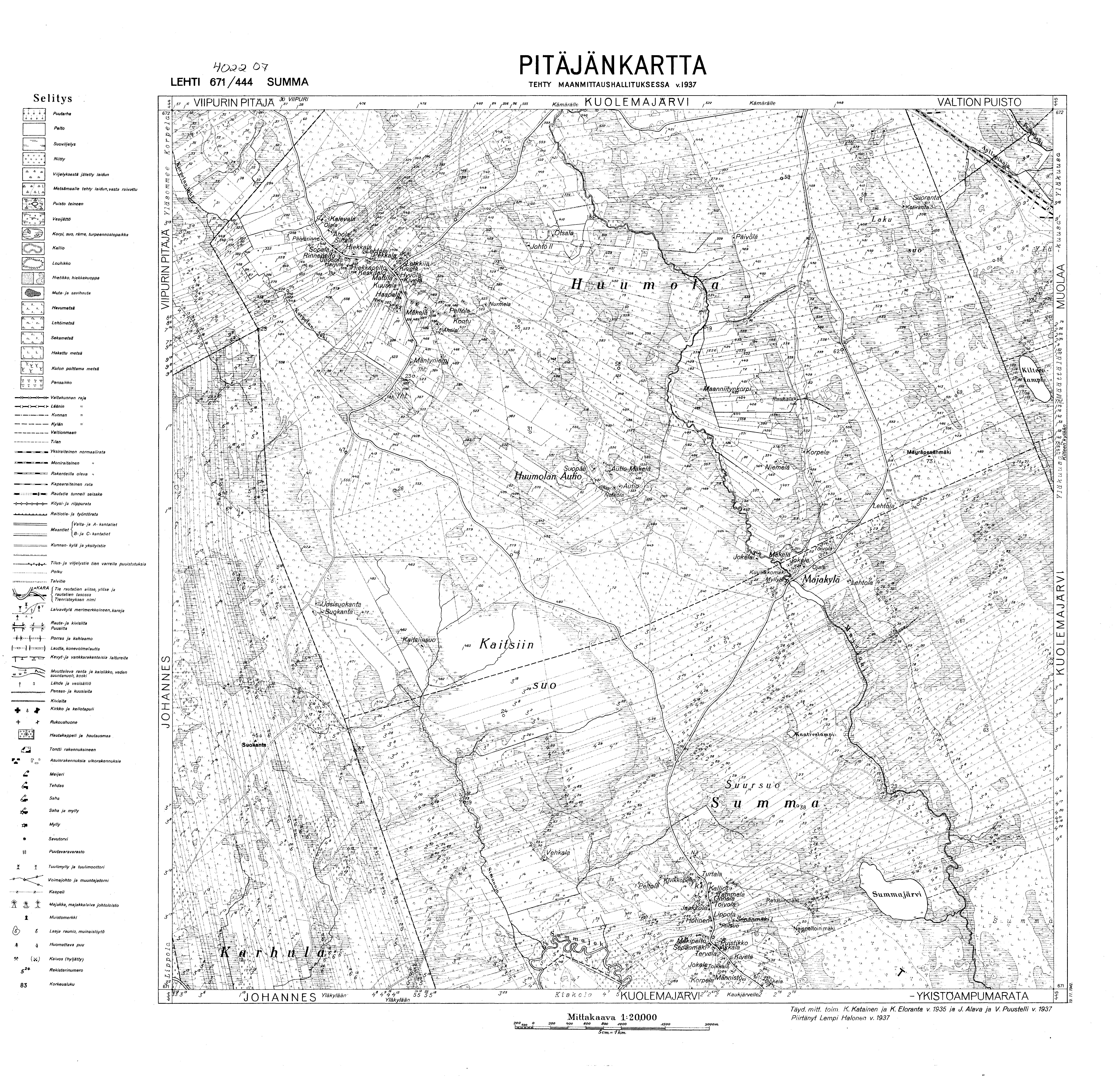 Summa Village Site. Summa. Pitäjänkartta 402207. Parish map from 1937