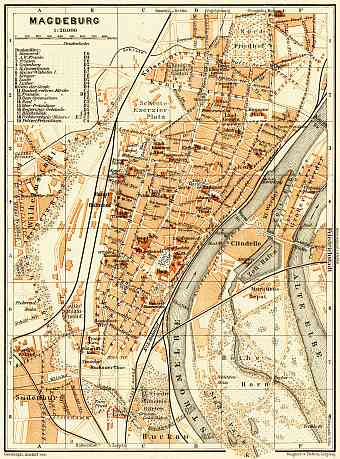 Magdeburg city map, 1906
