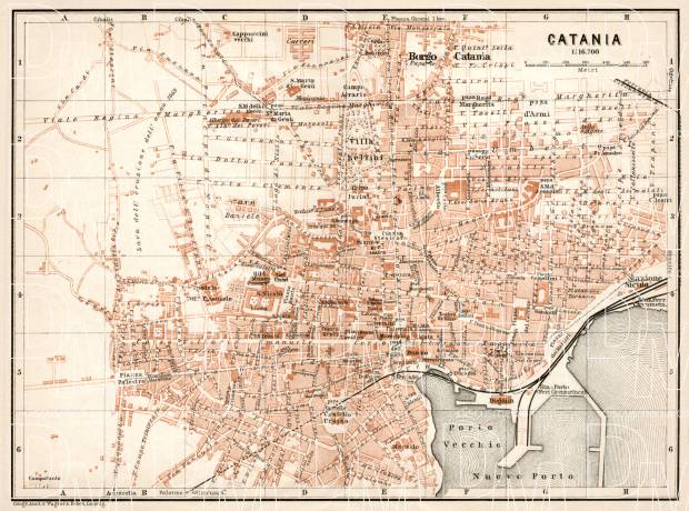 Catania city map, 1912. Use the zooming tool to explore in higher level of detail. Obtain as a quality print or high resolution image
