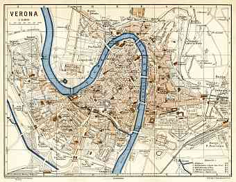 Verona city map, 1929