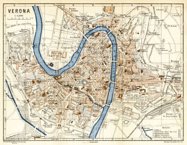 Verona city map, 1929. Use the zooming tool to explore in higher level of detail. Obtain as a quality print or high resolution image
