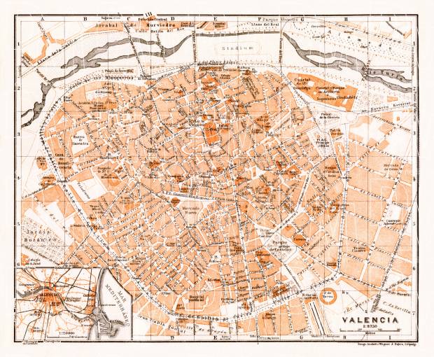 Valencia city map, 1929. Use the zooming tool to explore in higher level of detail. Obtain as a quality print or high resolution image