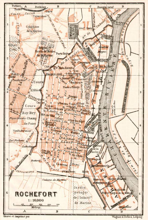 Rochefort city map, 1902. Use the zooming tool to explore in higher level of detail. Obtain as a quality print or high resolution image