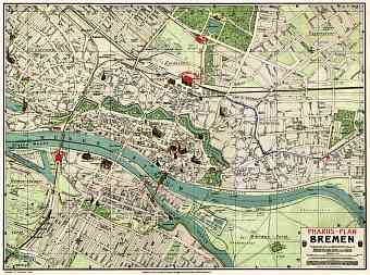 Bremen city map, about 1912