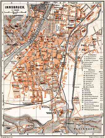 Innsbruck city map, 1911