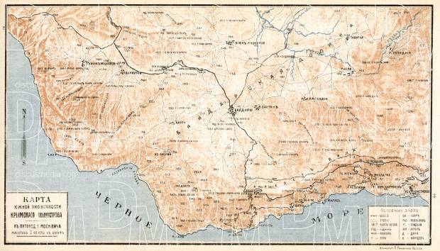 Southern Crimea map (with Foros, Pharos), 1905. Use the zooming tool to explore in higher level of detail. Obtain as a quality print or high resolution image