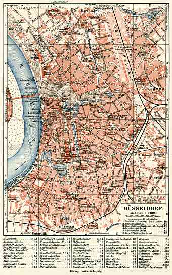 Düsseldorf city map, about 1900