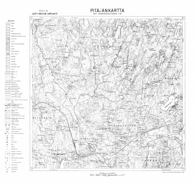 Impilahti. Pitäjänkartta 414408. Parish map from 1937. Use the zooming tool to explore in higher level of detail. Obtain as a quality print or high resolution image