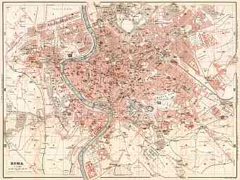 Rome (Roma) city map, 1909