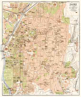 Cairo (القاهرة, al-Qāhirah) city map, 1911