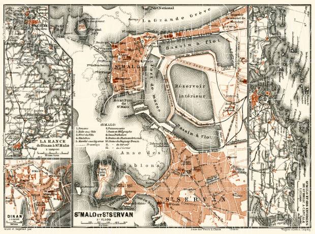 Saint-Malo and Saint-Briac a Cancale environs map, 1913. Use the zooming tool to explore in higher level of detail. Obtain as a quality print or high resolution image