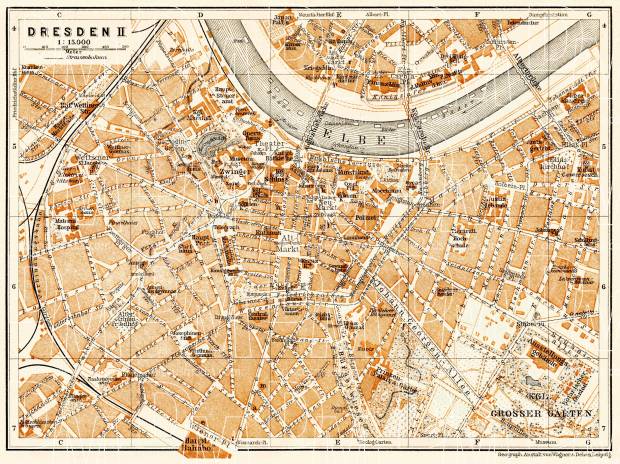 Dresden central part map, 1906. Use the zooming tool to explore in higher level of detail. Obtain as a quality print or high resolution image
