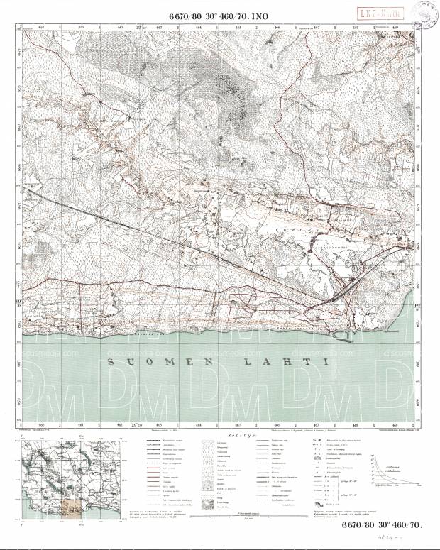 Pesotšnoje. Ino. Topografikartta 401403. Topographic map from 1930. Use the zooming tool to explore in higher level of detail. Obtain as a quality print or high resolution image