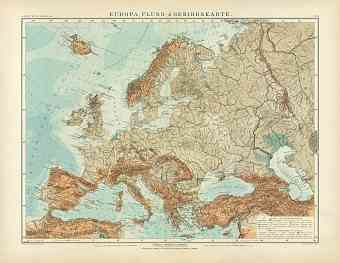 Physical Map of Europe, 1905