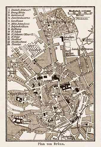 Brünn (Brno) city map, 1903