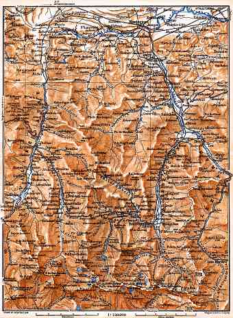 Aure and Luchon River valleys´ map, 1885