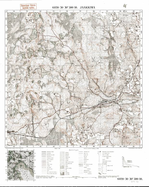 Jakkima. Jaakkima. Topografikartta 414103. Topographic map from 1930. Use the zooming tool to explore in higher level of detail. Obtain as a quality print or high resolution image