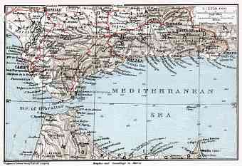 Morocco on the Western Mediterranean map, 1911