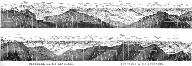 Panoramic View from Languard Mountain, 1897. Use the zooming tool to explore in higher level of detail. Obtain as a quality print or high resolution image