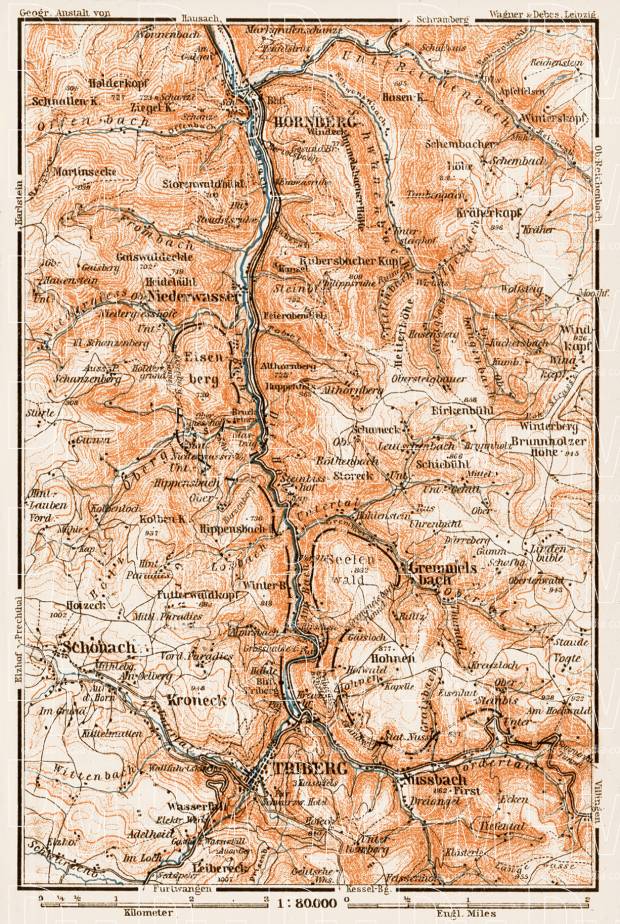 Old Map Of The Schwarzwaldbahn In Baden In 1909 Buy Vintage Map Replica Poster Print Or Download Picture