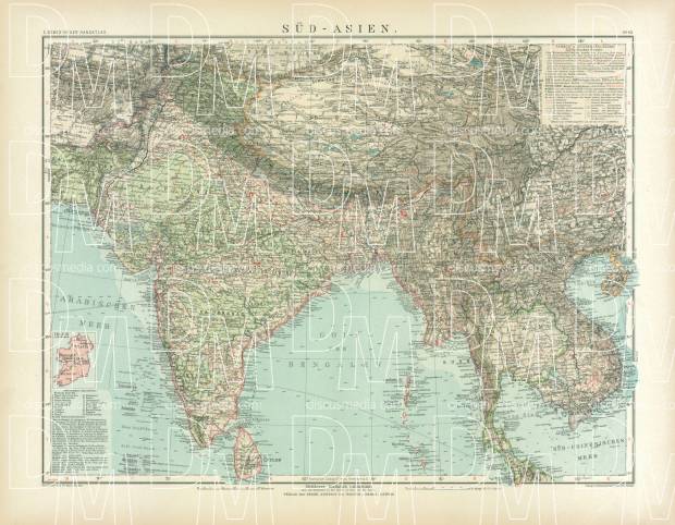 Old Map Of The South Asia In 1905 Buy Vintage Map Replica Poster