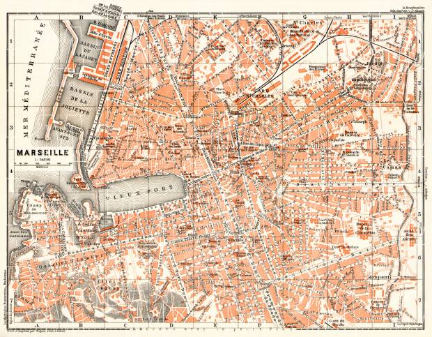 Marseille city map, 1913. Use the zooming tool to explore in higher level of detail. Obtain as a quality print or high resolution image