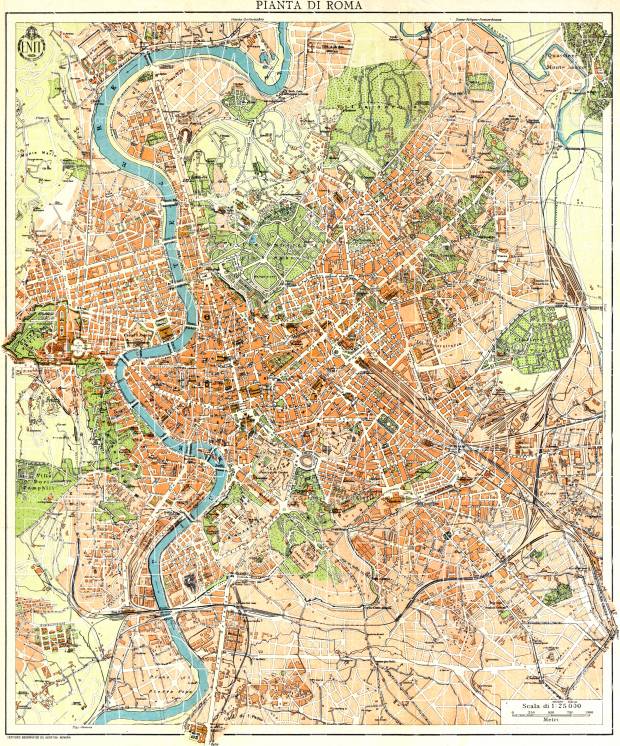 Rome (Roma) city map, 1933. Use the zooming tool to explore in higher level of detail. Obtain as a quality print or high resolution image