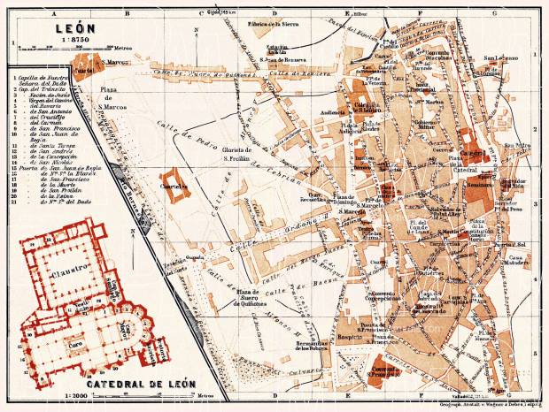 León city map, 1929. Use the zooming tool to explore in higher level of detail. Obtain as a quality print or high resolution image