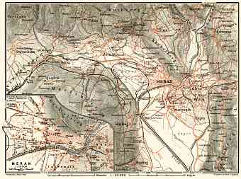 Meran (Merano) and environs map, 1913