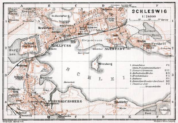 Schleswig town plan, 1911. Use the zooming tool to explore in higher level of detail. Obtain as a quality print or high resolution image