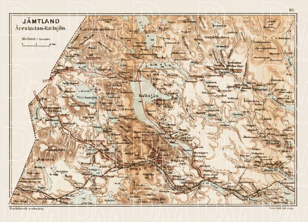 Jämtland region map. Åreskutan - Kallsjön, 1899. Use the zooming tool to explore in higher level of detail. Obtain as a quality print or high resolution image