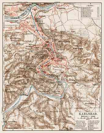 Karlsbad (Karlový Vary) city map, 1903