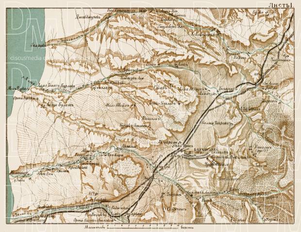 South Crimea: Bakhchisaray region, map, 1904. Use the zooming tool to explore in higher level of detail. Obtain as a quality print or high resolution image