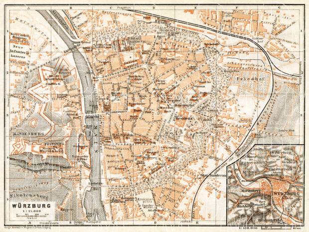 Würzburg city and environs map, 1906. Use the zooming tool to explore in higher level of detail. Obtain as a quality print or high resolution image