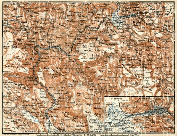 Bosnian Highlands from Sarajevo to Mostar. Environs of Sarajevo, 1929. Use the zooming tool to explore in higher level of detail. Obtain as a quality print or high resolution image
