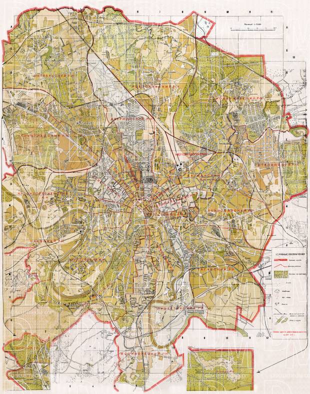 Moscow (Москва, Moskva) city map, 1936. Use the zooming tool to explore in higher level of detail. Obtain as a quality print or high resolution image