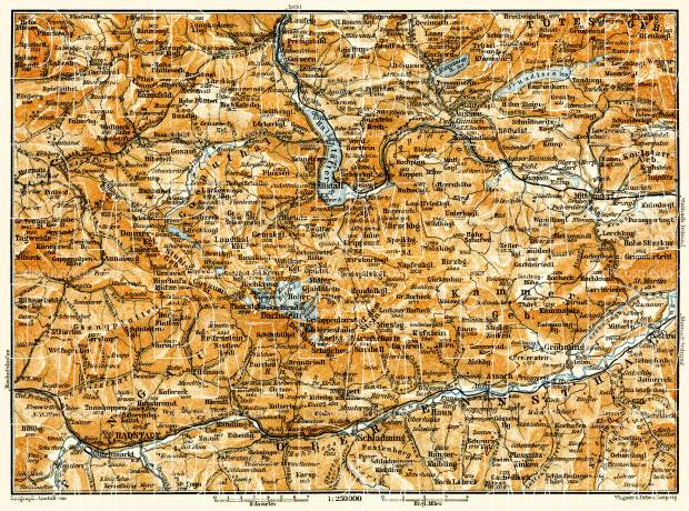 South Salzkammergut map, 1913. Use the zooming tool to explore in higher level of detail. Obtain as a quality print or high resolution image