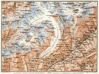Aletsch Glacier and environs map, 1909