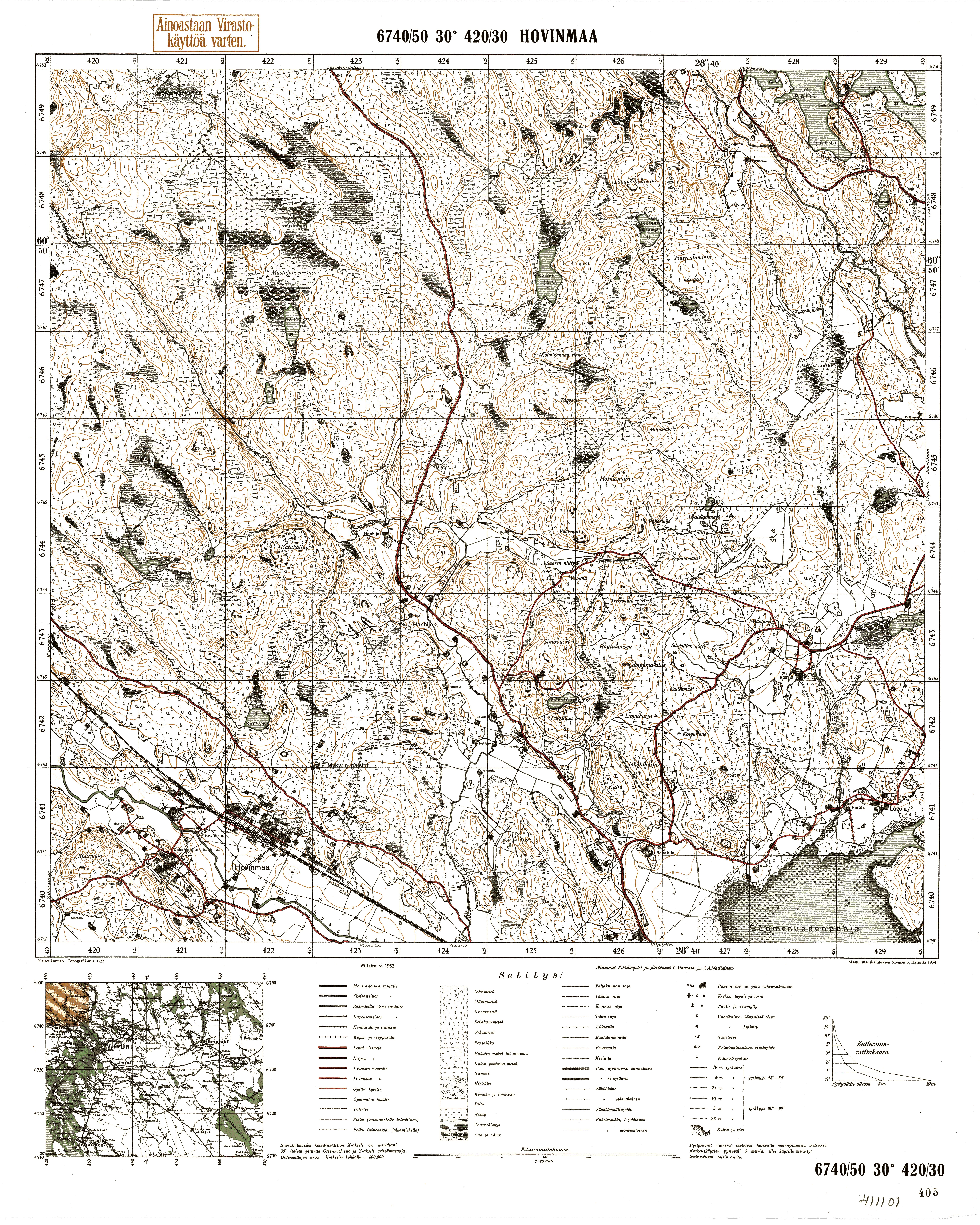 Bulatnoje Village Site. Hovinmaa. Topografikartta 411101. Topographic map from 1942