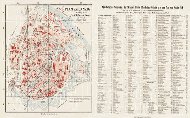 Danzig (Gdańsk) city map, 1911. Use the zooming tool to explore in higher level of detail. Obtain as a quality print or high resolution image