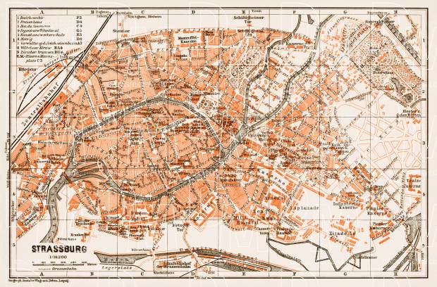 Strassburg (Strasbourg) city map, 1909. Use the zooming tool to explore in higher level of detail. Obtain as a quality print or high resolution image